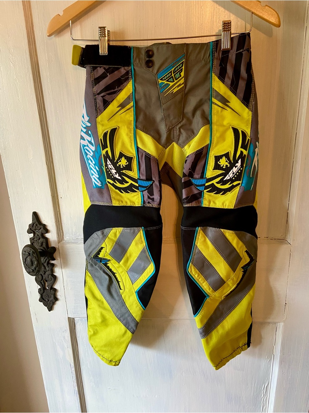 Youth Racing Motocross Pants in Neon Yellow and Gray